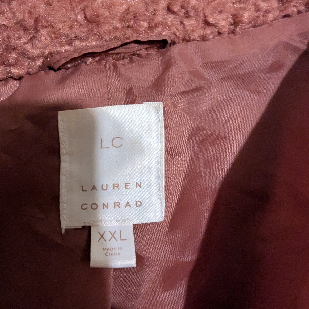 LC Lauren Conrad Pink Teddy Jacket coat xxl - Picture 3 of 10